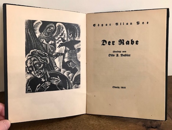Edgar Allan Poe Der Rabe. àbersetzt von Otto F. Babler 1931 Olmütz Laurenz Kullil